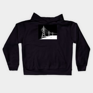 Pylons Linocut in Black and White Kids Hoodie